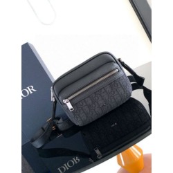 Dior Mini Rider 2.0 Borse Replica a tracolla con cerniera Nero Oblique con Nero