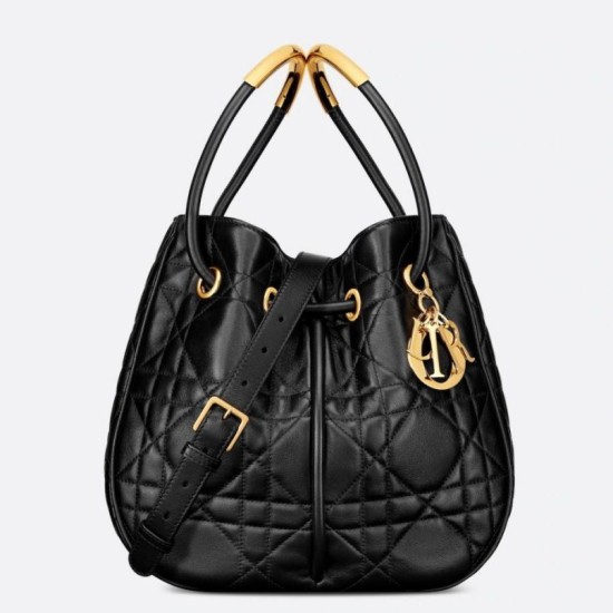 Dior Nolita Media Borsa Nera Macrocannage Pelle di Agnello