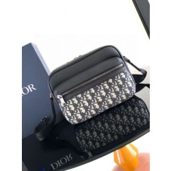 Dior Rider 2.0 Bora Pari all'originale replica a tracolla con cerniera Beige Oblique con Nero