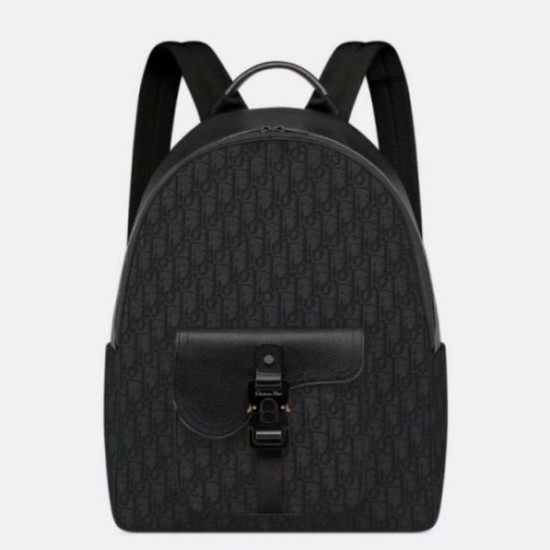 Dior Saddle Zaino con cerniera Nero Oblique Jacquard