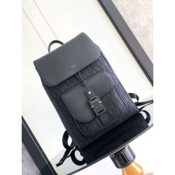 Dior Saddle Zaino con patta Nero Oblique Jacquard