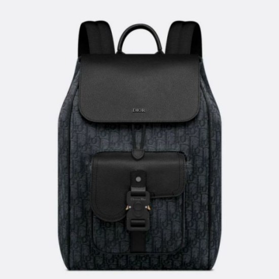 Dior Saddle Zaino con patta Nero Oblique Jacquard