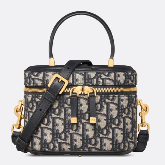 Dior Small CD Signature Vanity Case Blue Oblique Jacquard