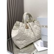 Dior Toujours Grande Borsa Macrocannage Pelle di Vitello Bianca