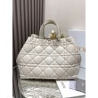 Dior Toujours Grande Borsa Macrocannage Pelle di Vitello Bianca