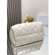 Dior Toujours Grande Borsa Macrocannage Pelle di Vitello Bianca