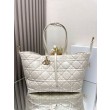 Dior Toujours Grande Borsa Macrocannage Pelle di Vitello Bianca