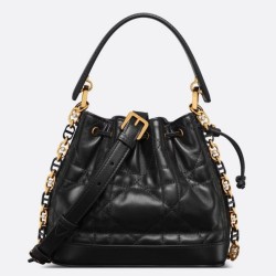 Replica Perfette Borsa a Secchiello Dior Piccola Jolie Pelle di Agnello Macrocannage Nero imitazioni