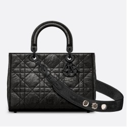Replica Perfette Dior Medium Lady D-Sire My ABCDior Bag Black Crinkled Calfskin imitazioni