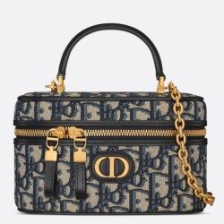 Replica Perfette Dior 30 Montaigne Mini Vanity Case Blu Oblique Jacquard imitazioni