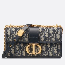 Replica Perfette Borsa Dior 30 Montaigne East-West con catena Jacquard obliquo blu imitazioni