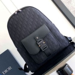 Dior Saddle Zaino con cerniera Nero Oblique Jacquard Replica qualità specchio Replica Perfette Dior Saddle Zaino con cerniera Nero Oblique Jacquard imitazioni