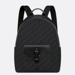 Replica Perfette Dior Saddle Zaino con cerniera Nero Oblique Jacquard imitazioni