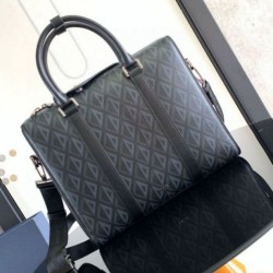 Valigetta Dior Lingot Nera CD Diamond Canvas Replica qualità specchio Replica Perfette Valigetta Dior Lingot Nera CD Diamond Canvas imitazioni
