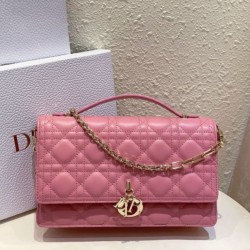 Borsa Dior Miss Dior con manico superiore Melocoton Rosa Cannage Agnello Replica qualità specchio Replica Perfette Borsa Dior Miss Dior con manico superiore Melocoton Rosa Cannage Agnello imitazioni