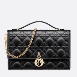 Borsa Dior Miss Dior con manico superiore Pelle di agnello Cannage nera