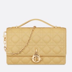 Replica Perfette Borse Firmate  Dior Miss Dior con manico superiore Pelle di agnello Cannage giallo pastello imitazioni