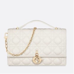 Borsa Dior Miss Dior con manico superiore Pelle di agnello Cannage bianca