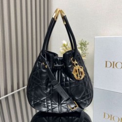 Replica Perfette Dior Nolita Media Borsa Nera Macrocannage Pelle di Agnello imitazioni