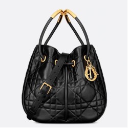Replica Perfette Dior Nolita Media Borsa Nera Macrocannage Pelle di Agnello imitazioni