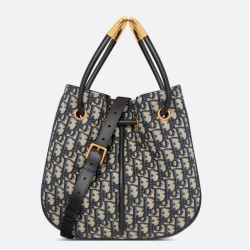 Replica Perfette Borsa media Dior Nolita Jacquard blu Dior Oblique imitazioni