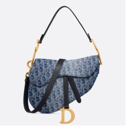 Replica Perfette Borsa Dior Saddle con tracolla Blue Denim Oblique Jacquard imitazioni