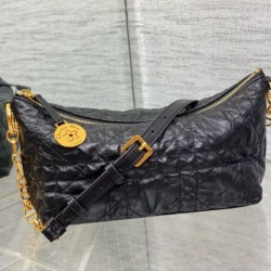 Replica Perfette Bora Pari all'originale replica hobo Dior Diorstar con catena Pelle di vitello stropicciata nera imitazioni