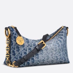 Replica Perfette Borsa Dior Diorstar Hobo con catena Blue Denim Oblique Jacquard imitazioni