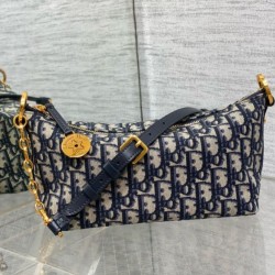 Borsa hobo Dior Diorstar con catena Jacquard blu obliquo Replica qualità specchio Replica Perfette Borsa hobo Dior Diorstar con catena Jacquard blu obliquo imitazioni