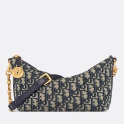 Replica Perfette Borsa hobo Dior Diorstar con catena Jacquard blu obliquo imitazioni