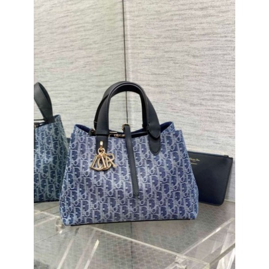 Borse Replica Dior Toujours media Blue Denim Oblique Jacquard qualità specchio Replica Perfette Borse Dior Toujours media Blue Denim Oblique Jacquard imitazioni