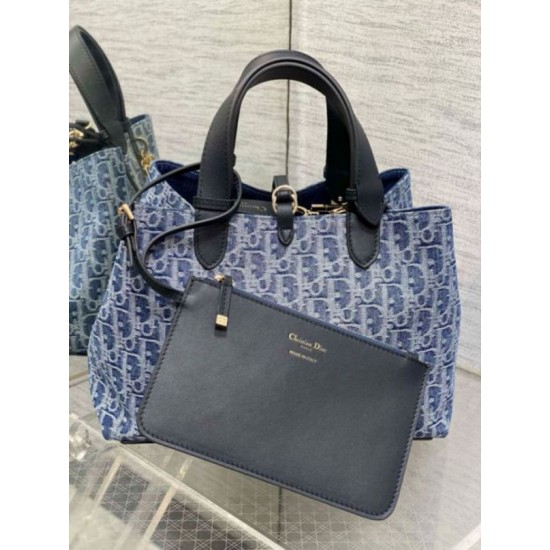 Borse Replica Dior Toujours media Blue Denim Oblique Jacquard qualità specchio Replica Perfette Borse Dior Toujours media Blue Denim Oblique Jacquard imitazioni