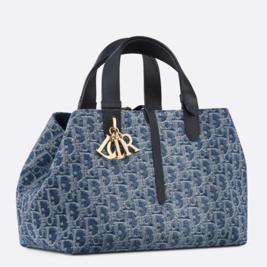 Borse Replica Dior Toujours media Blue Denim Oblique Jacquard qualità specchio Replica Perfette Borse Dior Toujours media Blue Denim Oblique Jacquard imitazioni