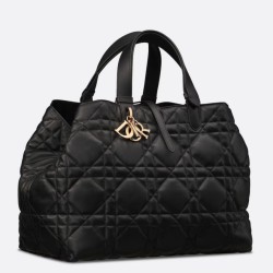 Borse Firmate Replica grande Dior Toujours Pelle di vitello Macrocannage nera