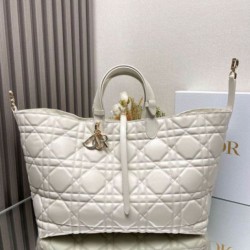 Dior Toujours Grande Borsa Macrocannage Pelle di Vitello Bianca Replica qualità specchio Replica Perfette Dior Toujours Grande Borsa Macrocannage Pelle di Vitello Bianca imitazioni
