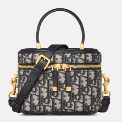 Dior Small CD Signature Vanity Case Blue Oblique Jacquard