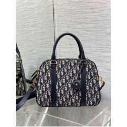 Dior D-Vibe Bowling Borsa grande Jacquard blu obliquo Dior D-Vibe Bowling Borsa grande Jacquard blu obliquo