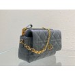 Pouch Dior Caro In pelle di vitello Cannage blu nuvola