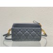 Pouch Dior Caro In pelle di vitello Cannage blu nuvola