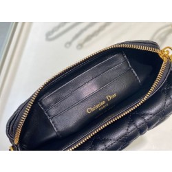 Pouch Dior Caro Pelle di vitello Cannage nera