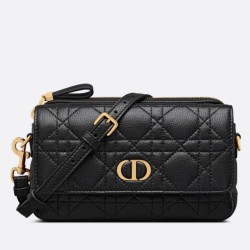 Pouch Dior Caro Pelle di vitello Cannage nera