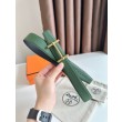 Cintura Hermès H Ancre reversibile, 32 mm, pelle di vitello Epsom Nero e Verde