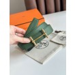 Cintura Hermès H Ancre reversibile, 32 mm, pelle di vitello Epsom Nero e Verde