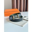 Cintura Hermès H Ancre reversibile, 32 mm, pelle di vitello Epsom Nero e Verde