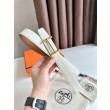 Cintura Hermès H Ancre reversibile, 32 mm, pelle di vitello Epsom Oro e Bianco