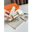 Cintura Hermès H Ancre reversibile, 32 mm, pelle di vitello Epsom Oro e Bianco