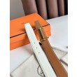 Cintura Hermès H Ancre reversibile, 32 mm, pelle di vitello Epsom Oro e Bianco
