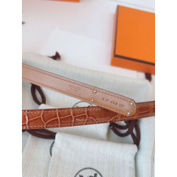 Qualità superiore replica Cintura Hermès Kelly 18 Caramello Alligatore Lucido