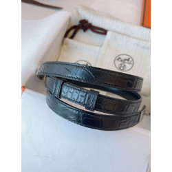 Cintura Hermès Kelly 18 in alligatore nero lucido