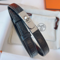 Cintura Hermès Kelly 18 in alligatore nero lucido